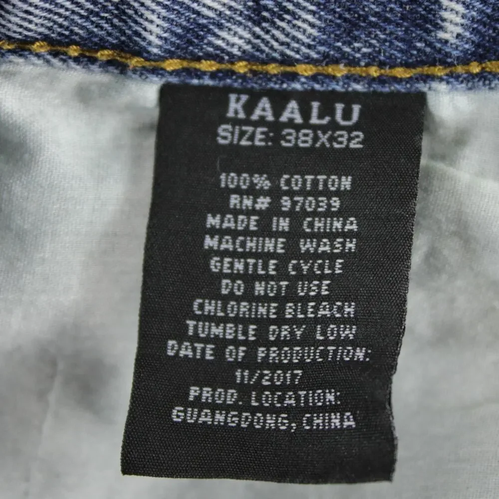 KAALU Distressed Acid Wash Jeans Mens 38x32 Blue Ripped Denim - Picture 8 of 11